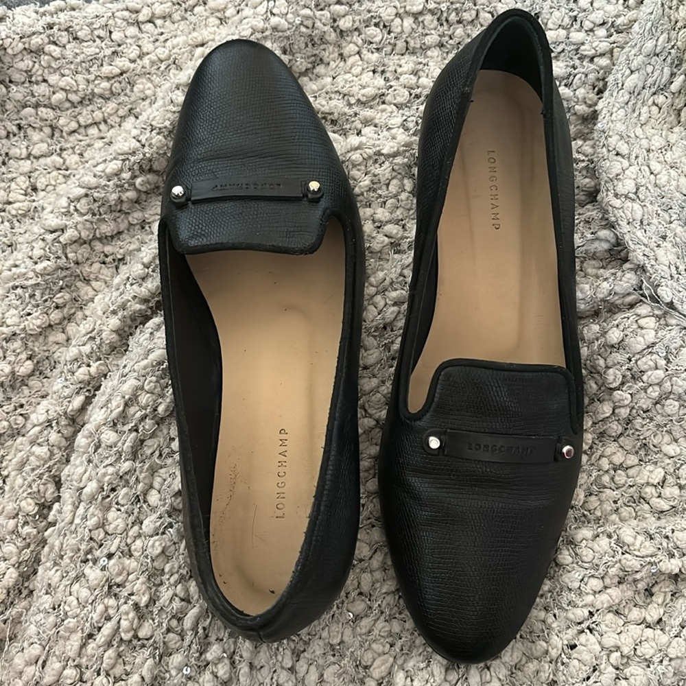 Longchamp Black Mules